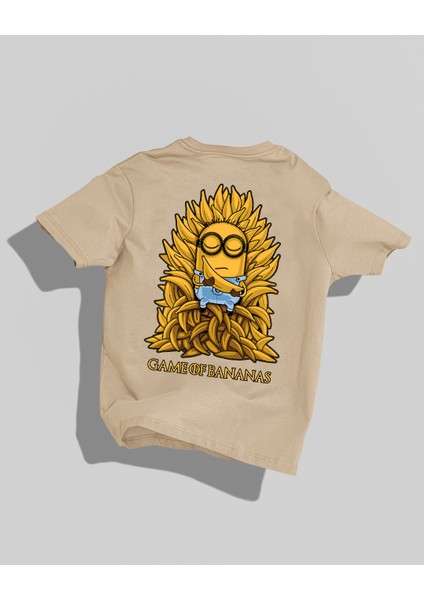 Game Of Bananas Tasarımı Sırt Baskılı Yüksek Kalite Kompakt Oversize T-Shirt