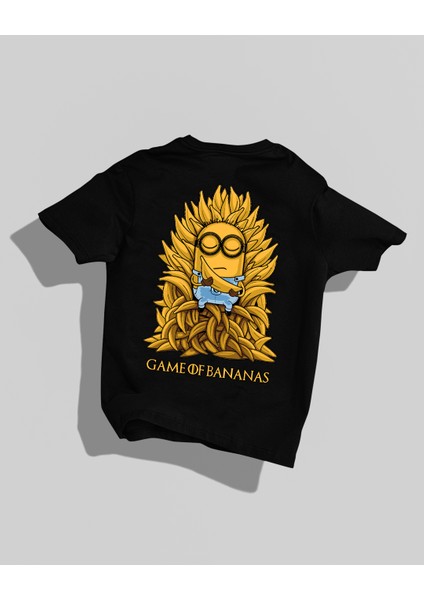 Game Of Bananas Tasarımı Sırt Baskılı Yüksek Kalite Kompakt Oversize T-Shirt