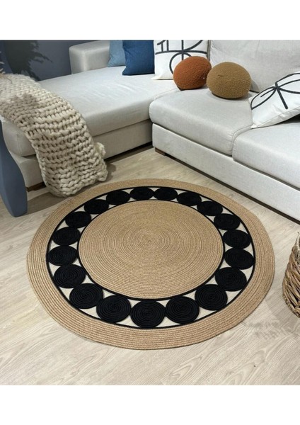 Jüt Çift Taraflı Yuvarlak Halı