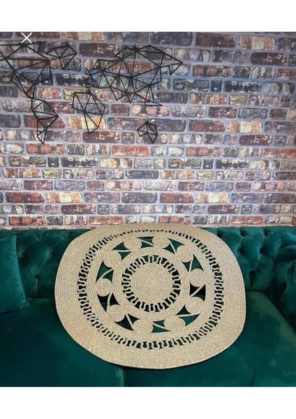 Jüt Çift Taraflı Yuvarlak Halı