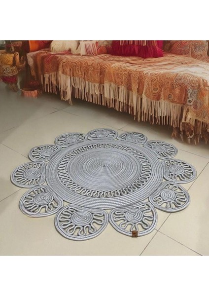 Jüt Çift Taraflı Yuvarlak Halı