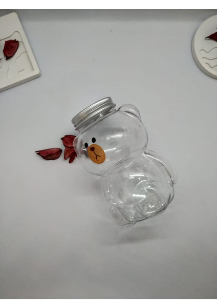 Şeffaf Sevimli Ayı Desenli Su Şişesi