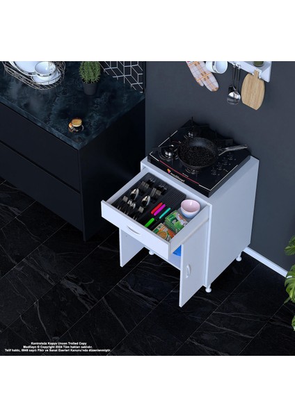 Set Altı Dolap Mutfak Dolabı Çekmeceli Dolap 2 Kapaklı Cok Amaclı Dolap