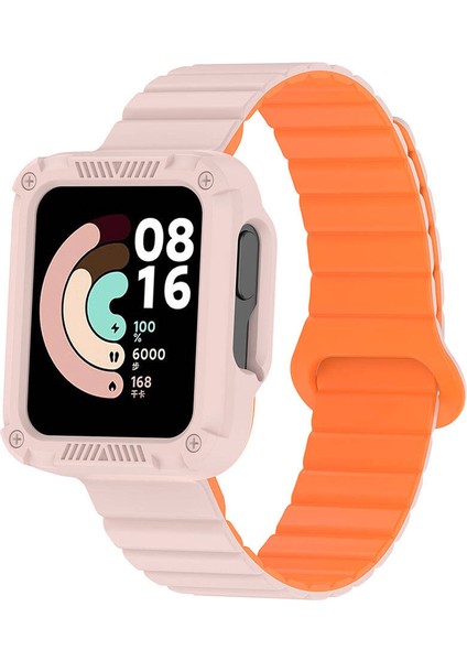 Xiaomi Redmi Watch 1 Silikon Kordon KRD-105 Strap Kayış-Pembe-Turuncu