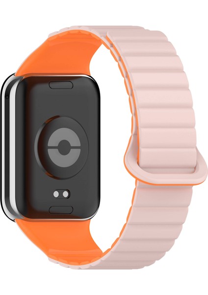 Xiaomi Redmi Watch 4 Silikon Kordon KRD-105 Strap Kayış-Pembe-Turuncu