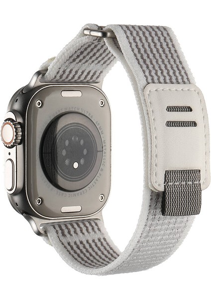 Apple Watch Uyumlu Ultra 49MM Hasır Kordon KRD-106 Strap Kayış-Beyaz