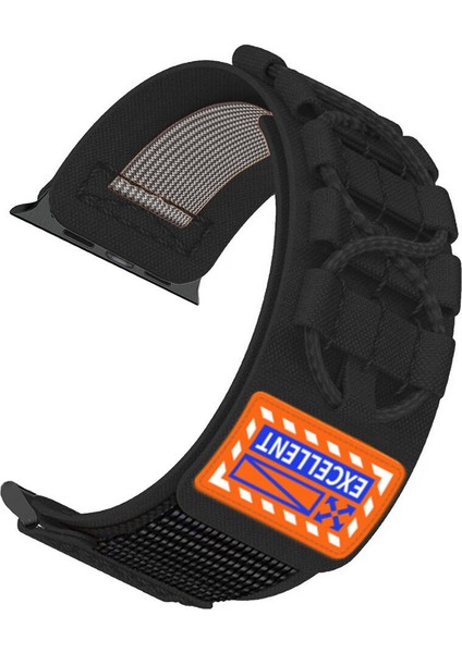 Apple Watch Uyumlu 40MM KRD-112 Orbital Örgülü Halat Tasarımlı Naylon Kumaş Hasır Kordon-Siyah