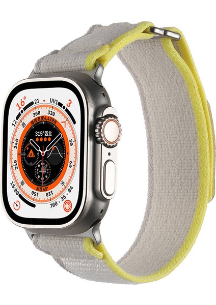 Apple Watch Uyumlu Ultra 49MM Hasır Kordon KRD-106 Strap Kayış-Beyaz-Sarı modelleri