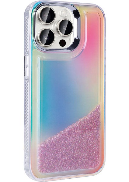 iPhone 15 Pro Max Kılıf Airbagli Renkli Arka Yüzey Boncuk Tasarımlı Zore Kumul Kapak-Mor