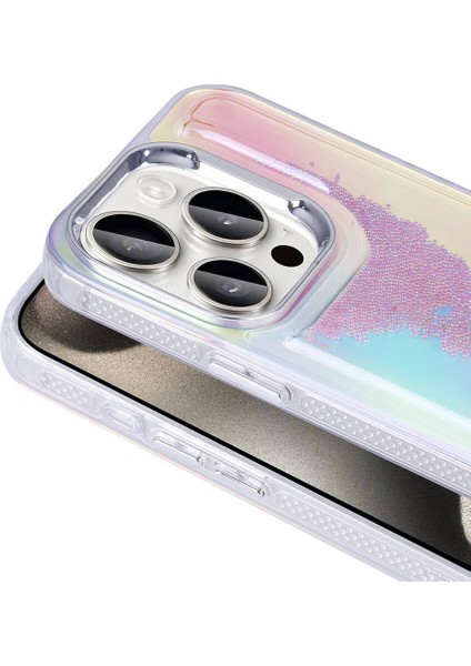 iPhone 15 Pro Max Kılıf Airbagli Renkli Arka Yüzey Boncuk Tasarımlı Zore Kumul Kapak-Mor