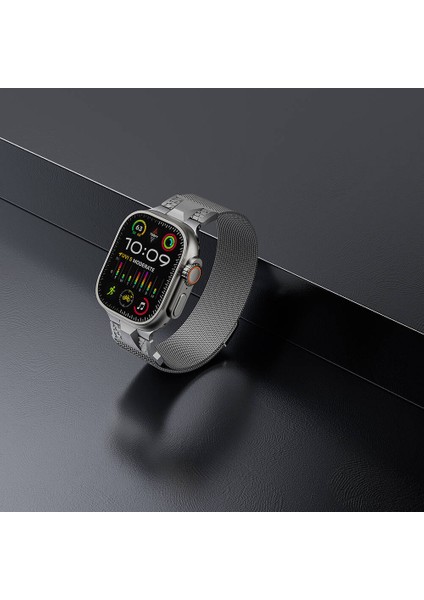 Apple Watch Uyumlu Ultra 49MM KRD-107 Metal Hasır Kordon-Siyah fırsatları
