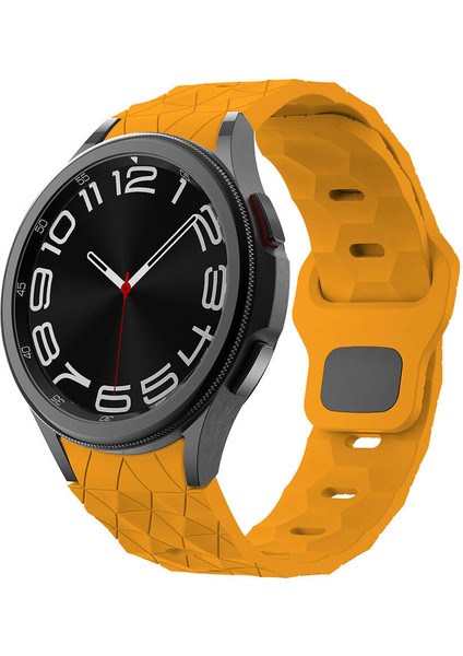 Galaxy Watch 6 40MM KRD-116 20MM Futbol Desenli Spor Tasarımlı Silikon Kordon-Sarı