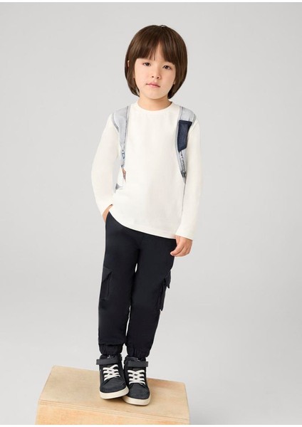 04-09 Yaş Erkek Çocuk Lacivert Renk Kargo Pantolon modelleri