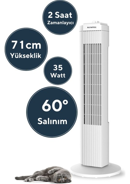 Kule Tipi KTF-258W Kule Vantilatör - Beyaz 2 Yıl Beyaz Soğutucu Resmi Distribütör Garantili