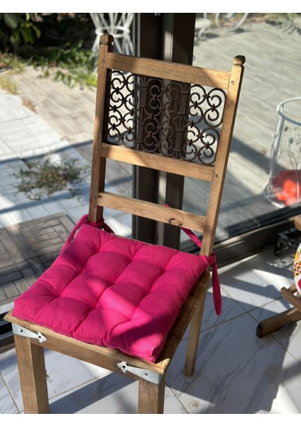 Pembe Pofidik Özel Kalıp Bağcıklı Su Itici Kumaş 6'Lı Sandalye Minderi fiyatları
