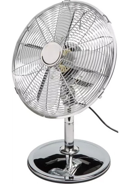 2 Yıl Krom Masa Üstü Vantilatör Salınımlı 3 Kademeli Vantilatör 30CM Çap NC009 Ithalatçı Garantili