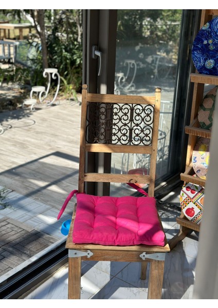 Pembe Pofidik Özel Kalıp Bağcıklı Su Itici Kumaş 4'Lü Sandalye Minderi fırsatları