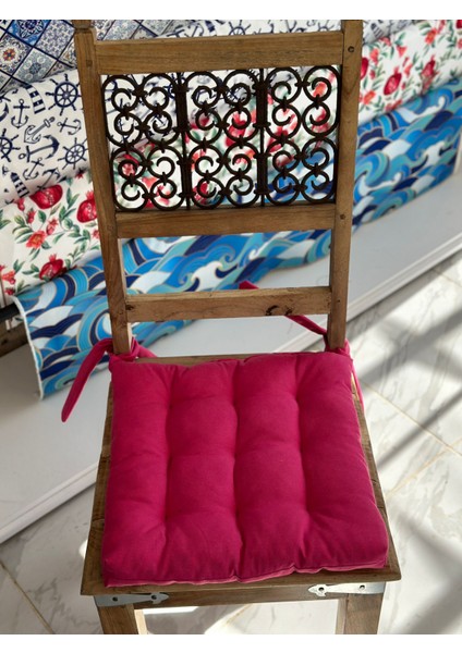 Pembe Pofidik Özel Kalıp Bağcıklı Su Itici Kumaş 4'Lü Sandalye Minderi indirimleri