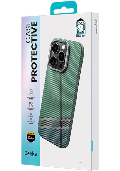 Apple iPhone 16 Pro Kılıf Magsafe Şarj Karbon Fiber Tasarım Passion Green Armorair Kevlar Yeşil