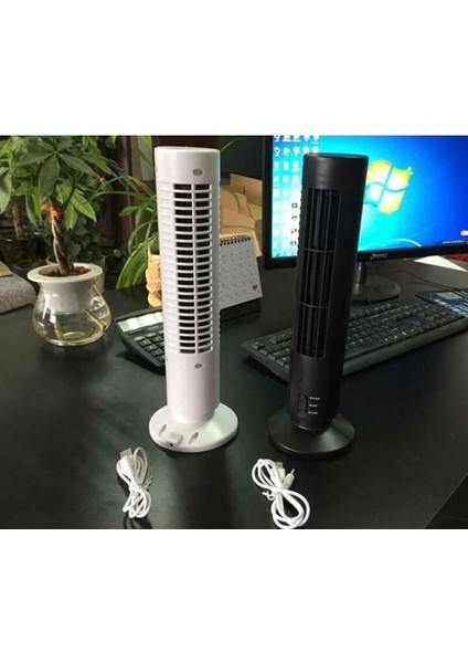 Ithalatçı Garantili Kule Tipi Masaüstü Mini USB Vantilatör Kademeli Klima Serinliği Siyah 2 Yıl Soğ