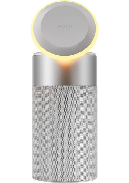 Ambiyans Işıklı Bluetooth Speaker Hoparlör Wiwu WI-W022 Kablosuz Şarj Özellikli Standlı Gümüş