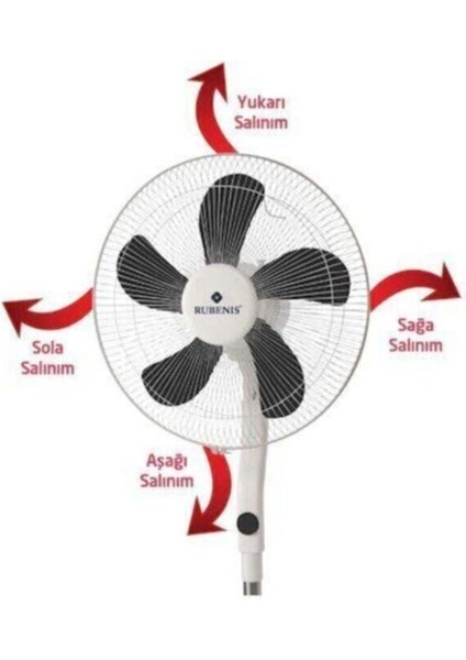 2 Yıl RBA-SR31 Sarhoş Ayaklı Vantilatör Siyah Soğutucu Ayaklı