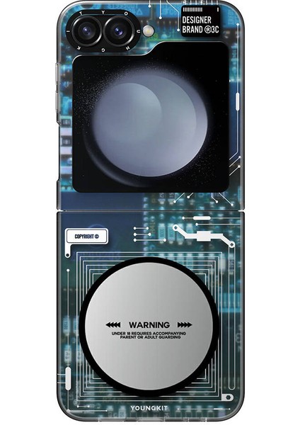 Galaxy Z Flip 6 Uyumlu Kılıf Magsafe Şarj Özellikli Technology Serisi Kapak Mavi