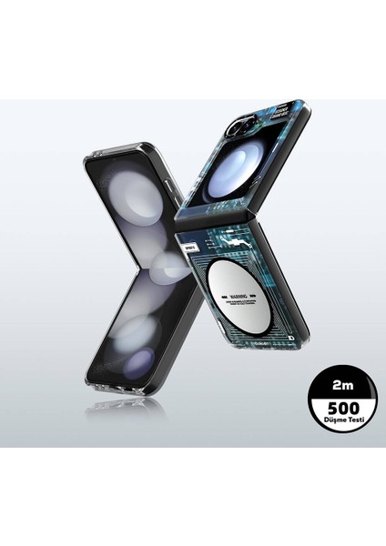 Galaxy Z Flip 6 Uyumlu Kılıf Magsafe Şarj Özellikli Technology Serisi Kapak Mavi fırsatları