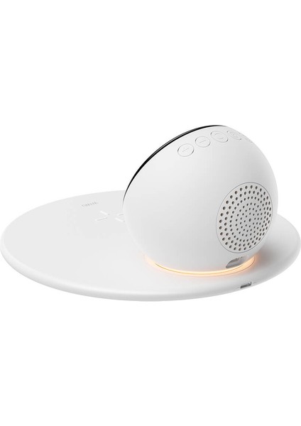 Bluetooth Speaker Hoparlör Wiwu WI-W017 Kablosuz Şarjlı Standlı Çift Alarmlı Dijital Saatli Beyaz