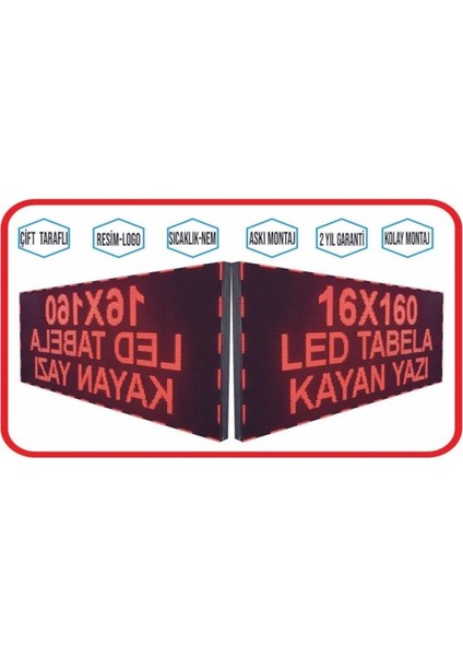 Sanec LED Tabela 16X160CM Çift Taraflı Kırmızı Kayan Yazı-Wifi