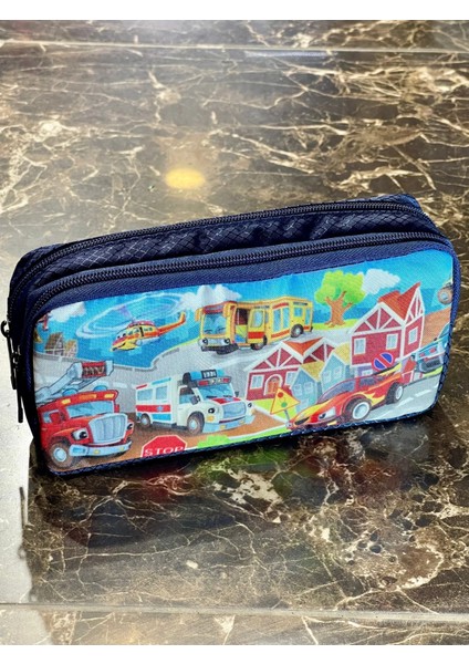 Helikopter Ambulans Itfaiye Desenli Iki Bölmeli Çocuk Okul Erkek Kalemlik Kalem Kutusu 21 x 11 x 6 cm indirimleri