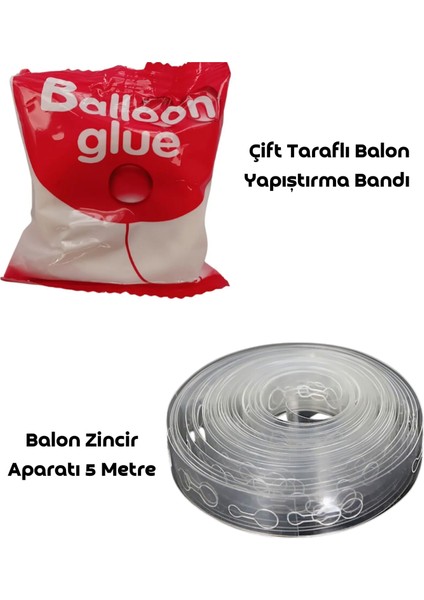 Balon Zinciri Aparatı 5 Metre + Balon Yapıştırma Bandı Çift Taraflı