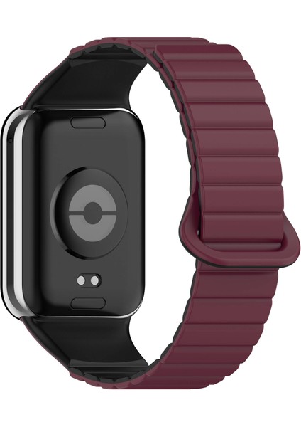 Xiaomi Redmi Watch 4 Silikon Kordon KRD-105 Strap Kayış-Koyu Kırmızı-Siyah