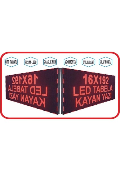 Sanec LED Tabela 16X192CM Çift Taraflı Kırmızı Kayan Yazı-Wifi