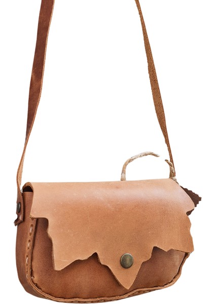 Isıs Model El Yapımı Vintage El Dikişi Crazy Deri Omuz Çantası