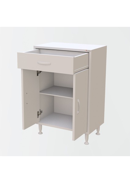54 x 80 x 32.5 cm 2 Kapaklı Tek Çekmeceli Mutfak Dolabı Çok Amaçlı Banyo Dolabı