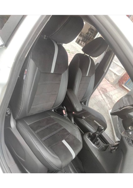 Ford Fiesta 2010 2017 Arası Uyumlu Arka Sırt 2+1 Siyah Taytüyü Siyah Deri Karışımı Beyaz Detay modelleri