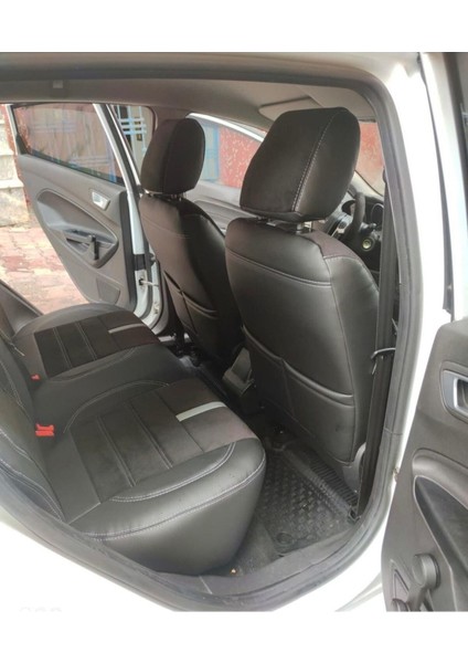 Ford Fiesta 2010 2017 Arası Uyumlu Arka Sırt 2+1 Siyah Taytüyü Siyah Deri Karışımı Beyaz Detay fırsatları