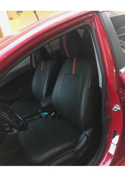 Kia Cerato 2016 2019 Arası Arka Sırt 2 1 Arka Sırt Kolcaklı Model Komple Siyah Deri Kırmızı Şerit