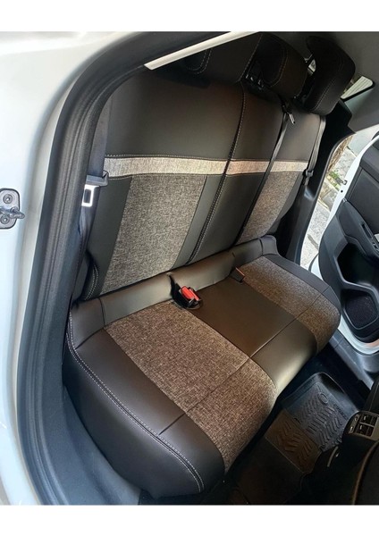 Citroen C4 2022 Uyumlu Arka Sırt 2+1 Model Gri Keten Siyah Deri Karışımı Gri Ip modelleri