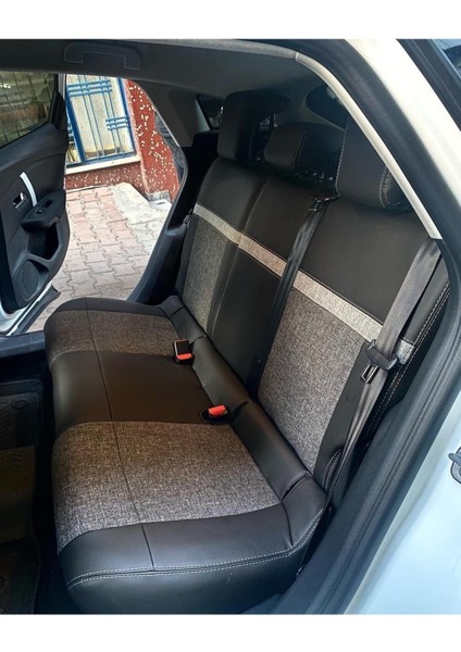 Citroen C4 2022 Uyumlu Arka Sırt 2+1 Model Gri Keten Siyah Deri Karışımı Gri Ip fırsatları