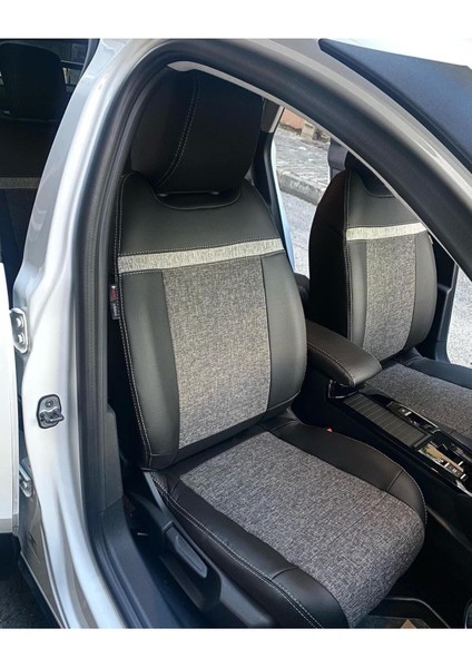 Citroen C4 2022 Uyumlu Arka Sırt 2+1 Model Gri Keten Siyah Deri Karışımı Gri Ip indirimleri