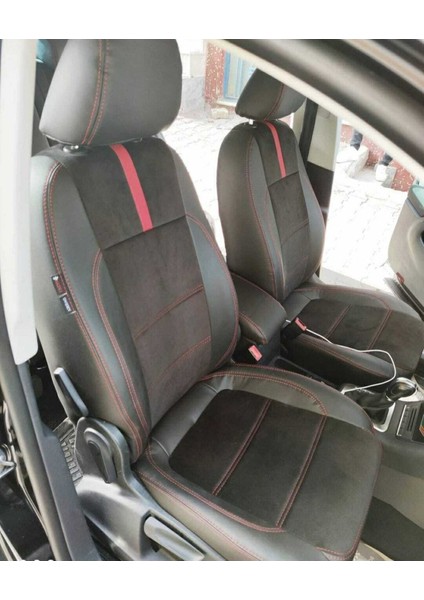 Volkswagen Tiguan 2008 2015 Arası Siyah Taytüyü Siyah Deri Karışımı Kırmızı Ip Kırmızı Şerit