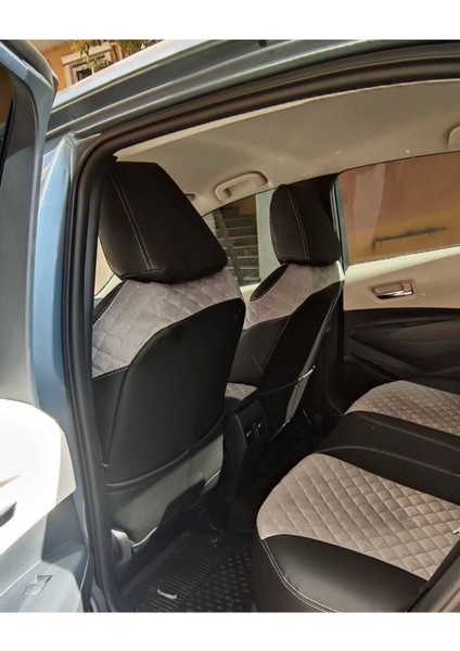 Toyota Corolla 2019 2022 Arası Uyumlu Gri Nakışlı Taytüyü Siyah Deri Karışımı Gri Ip fiyatları