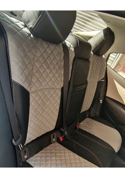Toyota Corolla 2019 2022 Arası Uyumlu Gri Nakışlı Taytüyü Siyah Deri Karışımı Gri Ip modelleri