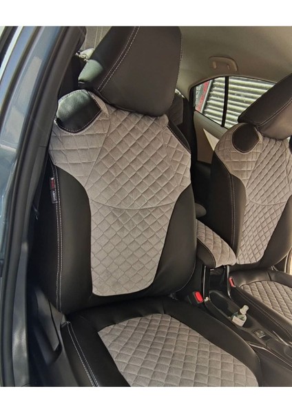 Toyota Corolla 2019 2022 Arası Uyumlu Gri Nakışlı Taytüyü Siyah Deri Karışımı Gri Ip fırsatları