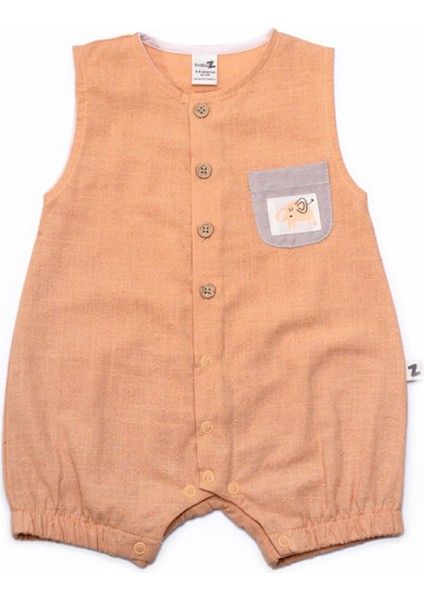 Erkek Bebek Turuncu Filli Cepli Düğmeli Şort Tulum fiyatları