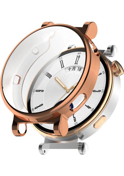 Huawei Watch Gt4 41MM ile Uyumlu Ekran Koruyucu Cam ve Kasa Koruyucu Kılıf Sert Pc