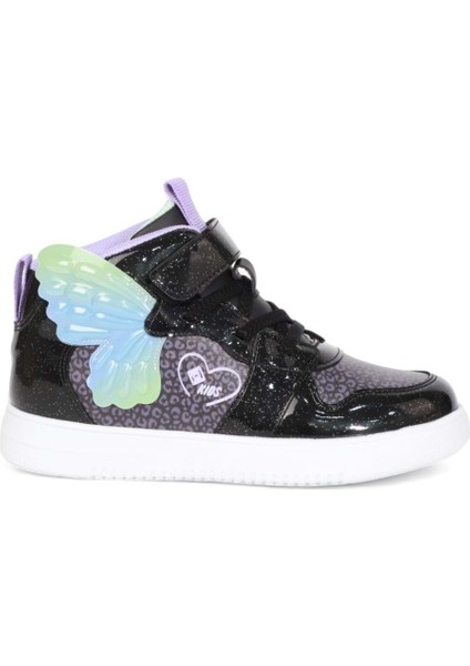 Kidessa 2068 Anatomik Tabanlı Ultra Hafif Kız Çocuk Boğazlı Sneakers Ayakkabı - Nkt02068-Sıyah-30