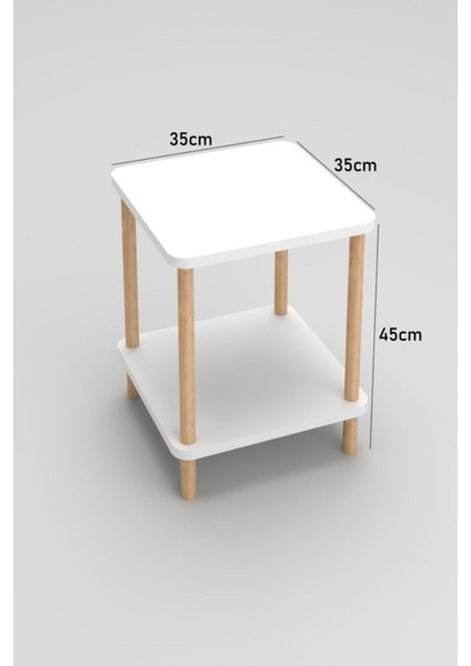 35X35 cm Kare Iki Katlı Ahşap Komodin Çok Amaçlı Sehpa Yatak Odası Baza Yanı Ayak Yükseklik 45 cm fiyatları